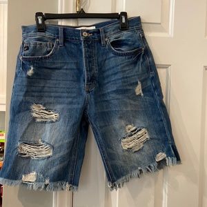 Women’s Kancan Denim Knee Length Cutoff Shorts